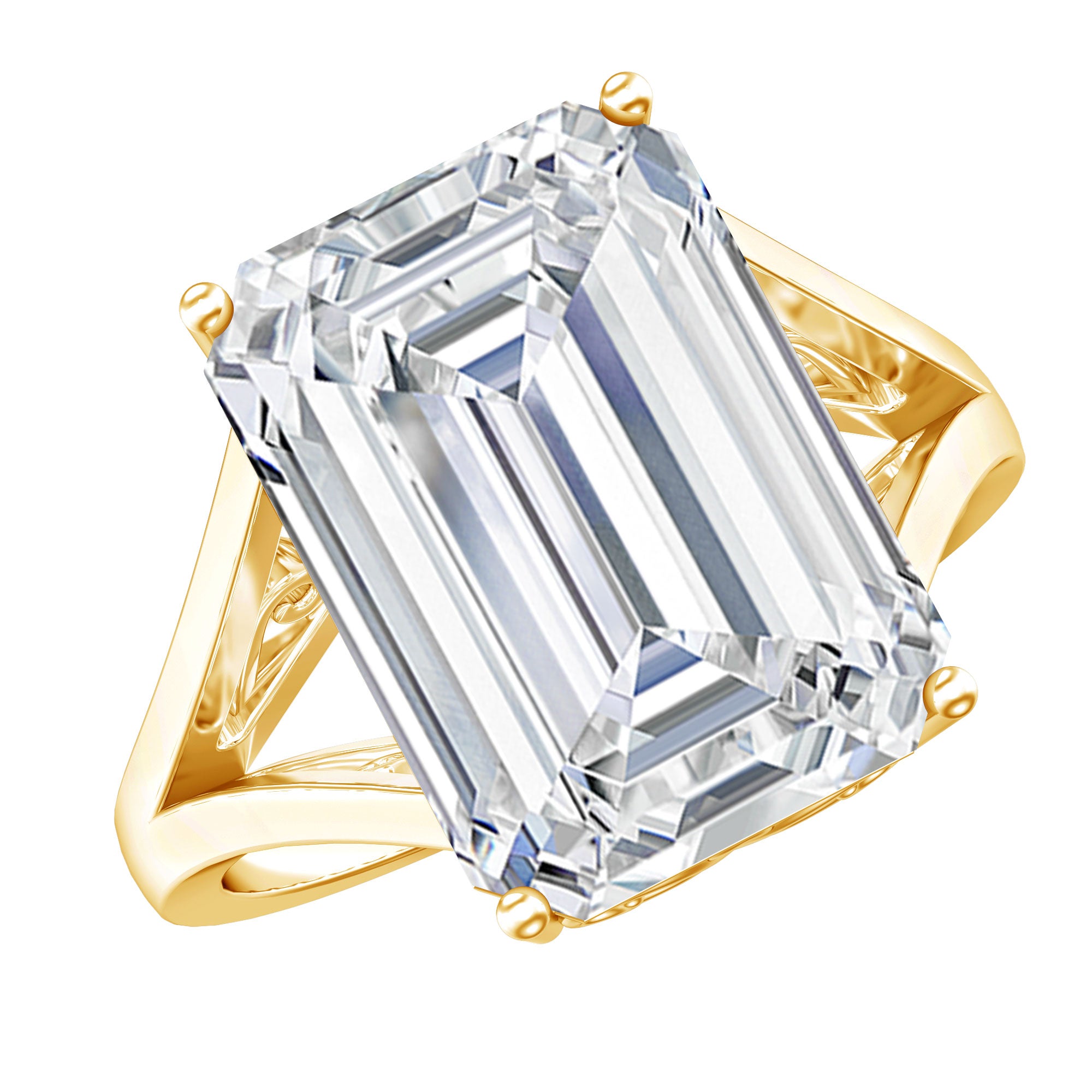 Rosec Jewels-Certified 10X14 MM Emerald Cut Moissanite Engagement Ring for Women