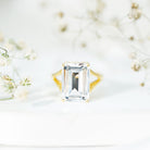 Rosec Jewels-Certified 10X14 MM Emerald Cut Moissanite Engagement Ring for Women