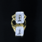 Certified 9 Carat Emerald Cut Cubic Zirconia Engagement Ring in Silver AAAA 14K Yellow Gold Plated Silver - Rosec Jewels