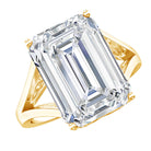 Certified 9 Carat Emerald Cut Cubic Zirconia Engagement Ring in Silver AAAA 14K Yellow Gold Plated Silver - Rosec Jewels