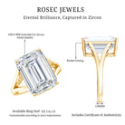 Certified 9 Carat Emerald Cut Cubic Zirconia Engagement Ring in Silver AAAA 14K Yellow Gold Plated Silver - Rosec Jewels