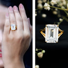 Certified 9 Carat Emerald Cut Cubic Zirconia Engagement Ring in Silver AAAA 14K Yellow Gold Plated Silver - Rosec Jewels