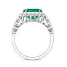 Rosec Jewels-2.5 Carat Lab Created Emerald Asscher Cut Engagement Ring with Halo