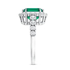 Rosec Jewels-2.5 Carat Lab Created Emerald Asscher Cut Engagement Ring with Halo