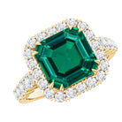 Rosec Jewels-2.5 Carat Lab Created Emerald Asscher Cut Engagement Ring with Halo