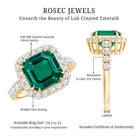 Rosec Jewels-2.5 Carat Lab Created Emerald Asscher Cut Engagement Ring with Halo