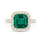 Rosec Jewels-2.5 Carat Lab Created Emerald Asscher Cut Engagement Ring with Halo