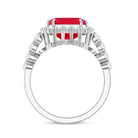 Rosec Jewels-2.5 Carat Asscher Cut Lab Created Ruby Halo Engagement Ring with Moissanite