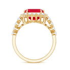 Rosec Jewels-2.5 Carat Asscher Cut Lab Created Ruby Halo Engagement Ring with Moissanite
