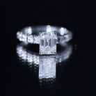 6X8 MM Emerald Cut Lab Grown Diamond Engagement Ring with Accent Lab - ( EF-VS ) - Rosec Jewels