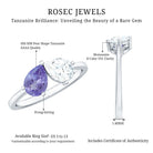Rosec Jewels-Pear Shaped Tanzanite Moissanite Two Stone Promise Ring in Silver
