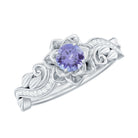 Rosec Jewels-Certified Tanzanite and Diamond Flower Engagement Ring in Silver