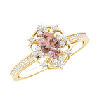 Vintage Inspired Morganite Engagement Ring with Diamonds AAA 14K Yellow Gold Plated Silver - Rosec Jewels