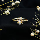 Vintage Inspired Morganite Engagement Ring with Diamonds AAA 14K Yellow Gold Plated Silver - Rosec Jewels