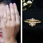 Vintage Inspired Morganite Engagement Ring with Diamonds AAA 14K Yellow Gold Plated Silver - Rosec Jewels