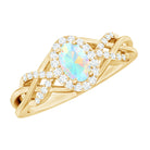 Rosec Jewels-Oval Ethiopian Opal Designer Engagement Ring with Diamond Halo