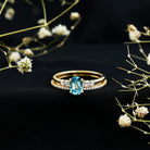 Rosec Jewels-Oval Swiss Blue Topaz Diamond Wedding Ring Set in Silver