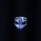 Rosec Jewels-Emerald Cut Tanzanite and Diamond Promise Ring in Silver