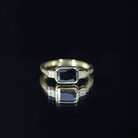 Lab Grown Black Diamond Bezel Set Engagement Ring For Women AAAA ( Synthetic ) 14K Yellow Gold Plated Silver - Rosec Jewels