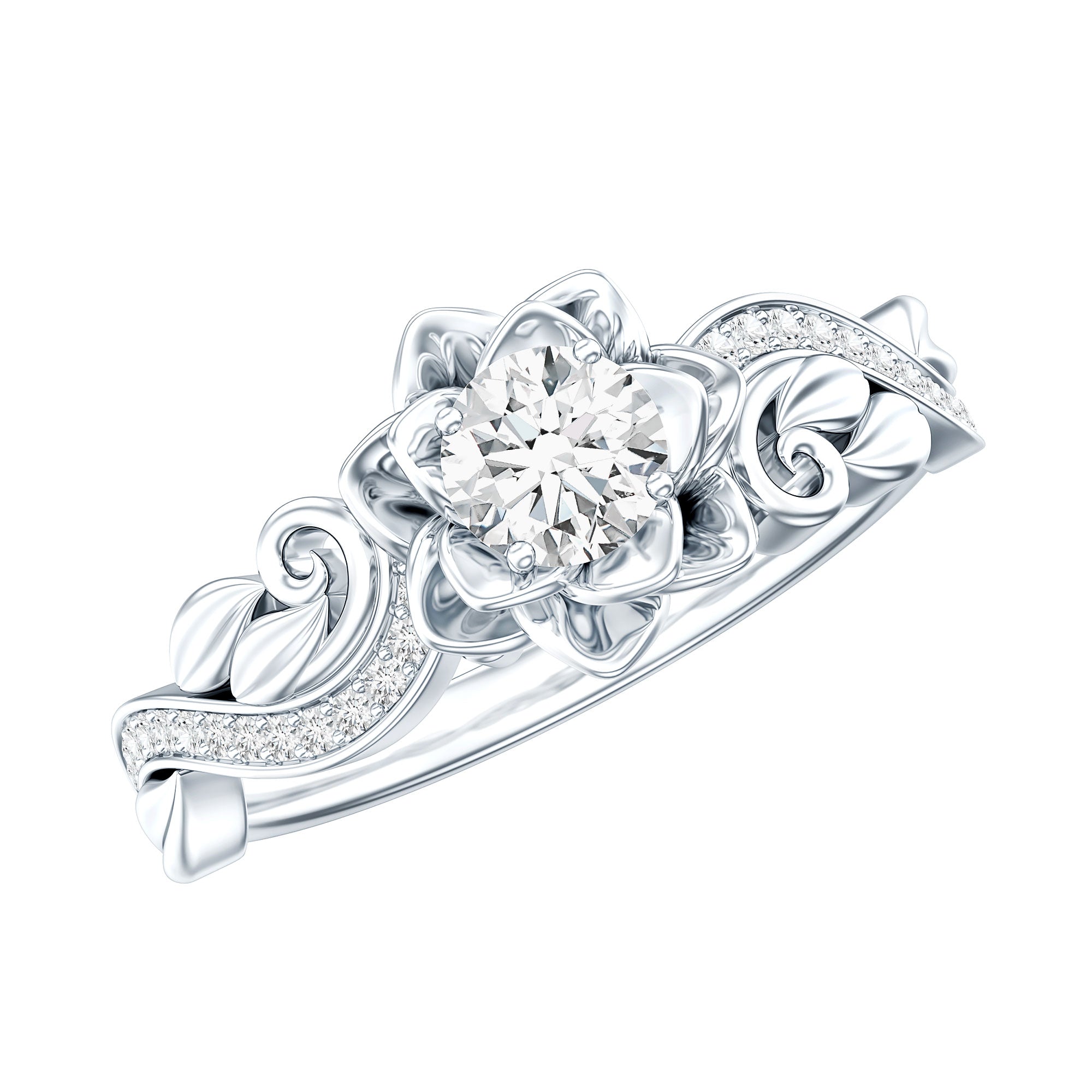 Rosec Jewels-Lab Grown Diamond Flower Engagement Ring for Her