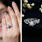 Lab Grown Diamond Flower Engagement Ring for Her Lab - ( EF-VS ) - Rosec Jewels