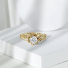 Lab Grown Diamond Flower Engagement Ring for Her Lab - ( EF-VS ) - Rosec Jewels