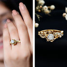 Lab Grown Diamond Flower Engagement Ring for Her Lab - ( EF-VS ) - Rosec Jewels