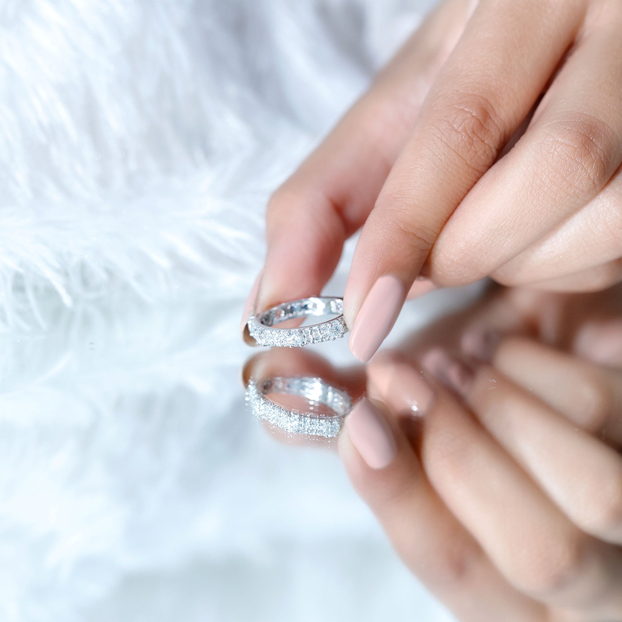 Full Eternity Lab Grown Diamond Wedding Band For Women Lab - ( EF-VS ) - Rosec Jewels