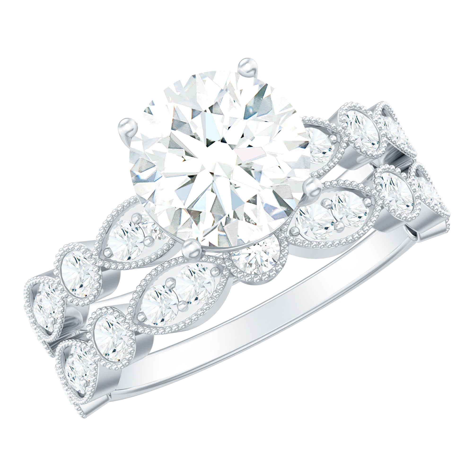 Rosec Jewels-Diamond Designer Marriage Ring Set For Women