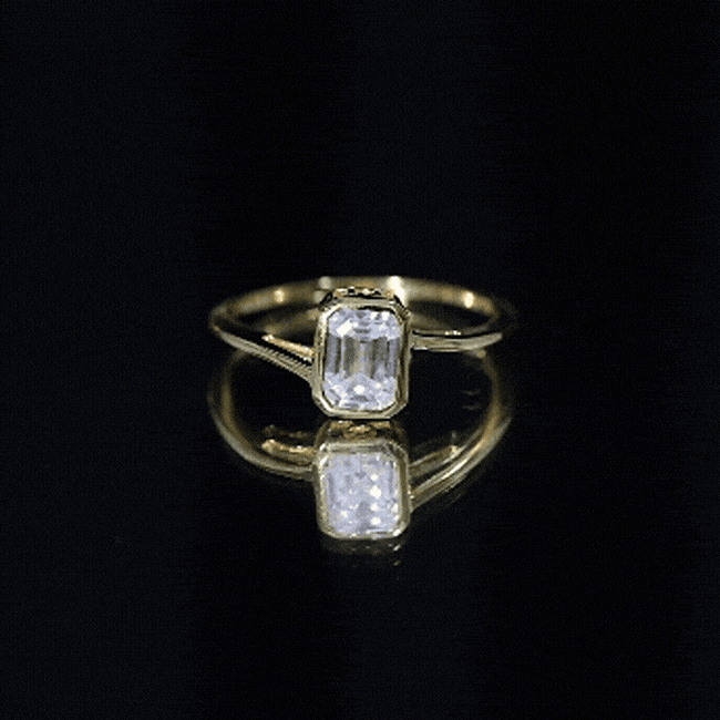 Bezel Set Lab Grown Diamond Bypass Engagement Ring Lab - ( EF-VS ) - Rosec Jewels