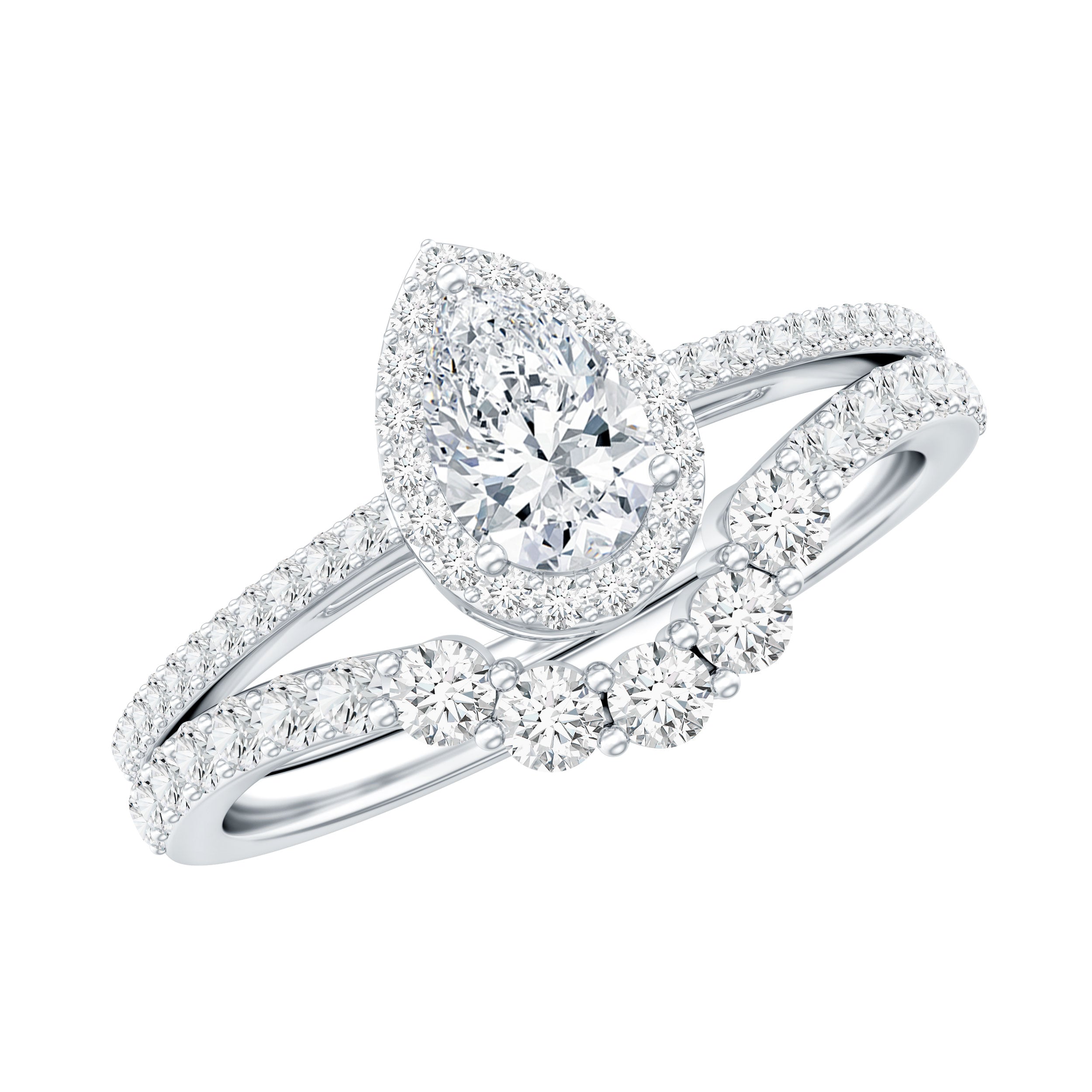 Lab Grown Diamond Designer Bridal Ring Set for Her Lab - ( EF-VS ) - Rosec Jewels