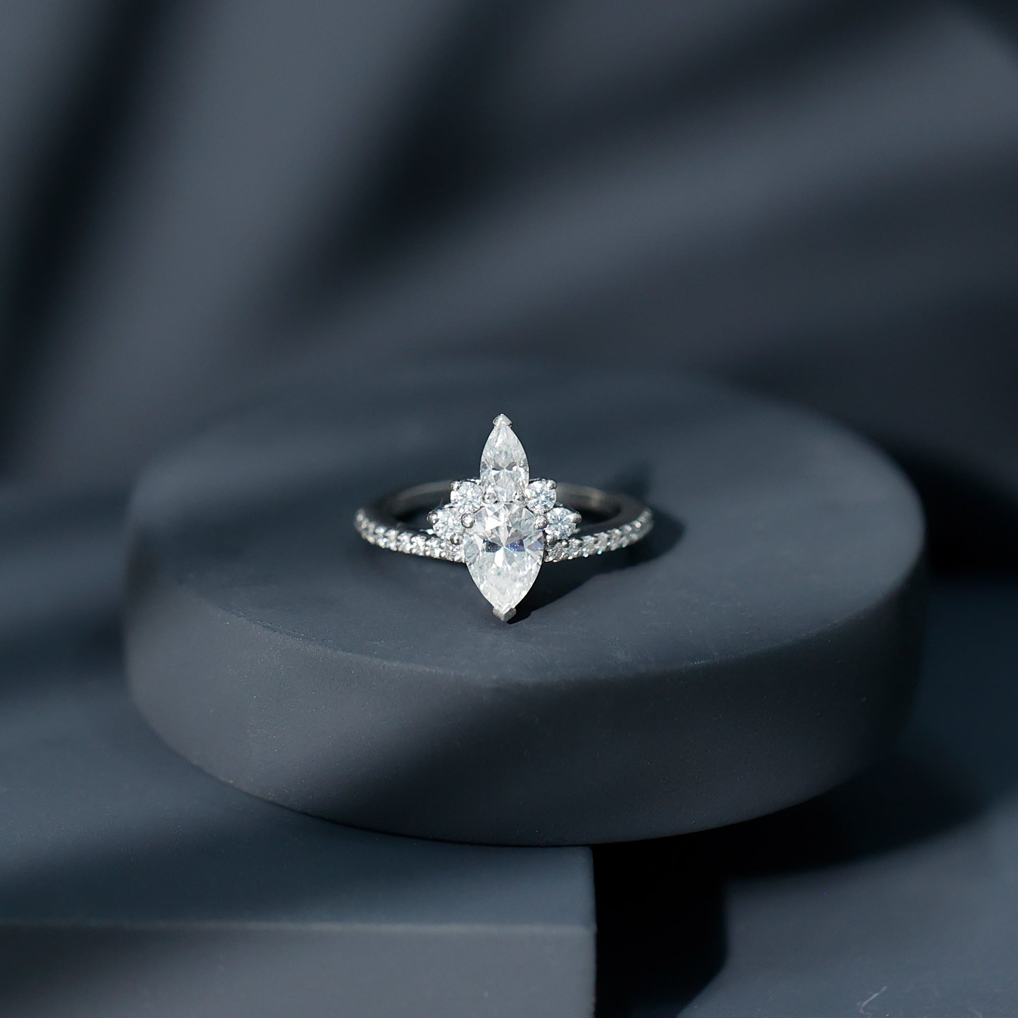 Rosec Jewels-Lab Grown Diamond Unique Engagement Ring with Side Stones