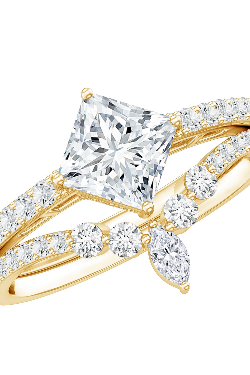 Rosec Jewels Lab Created Diamond Princess Cut Engagement Ring With Enhancer