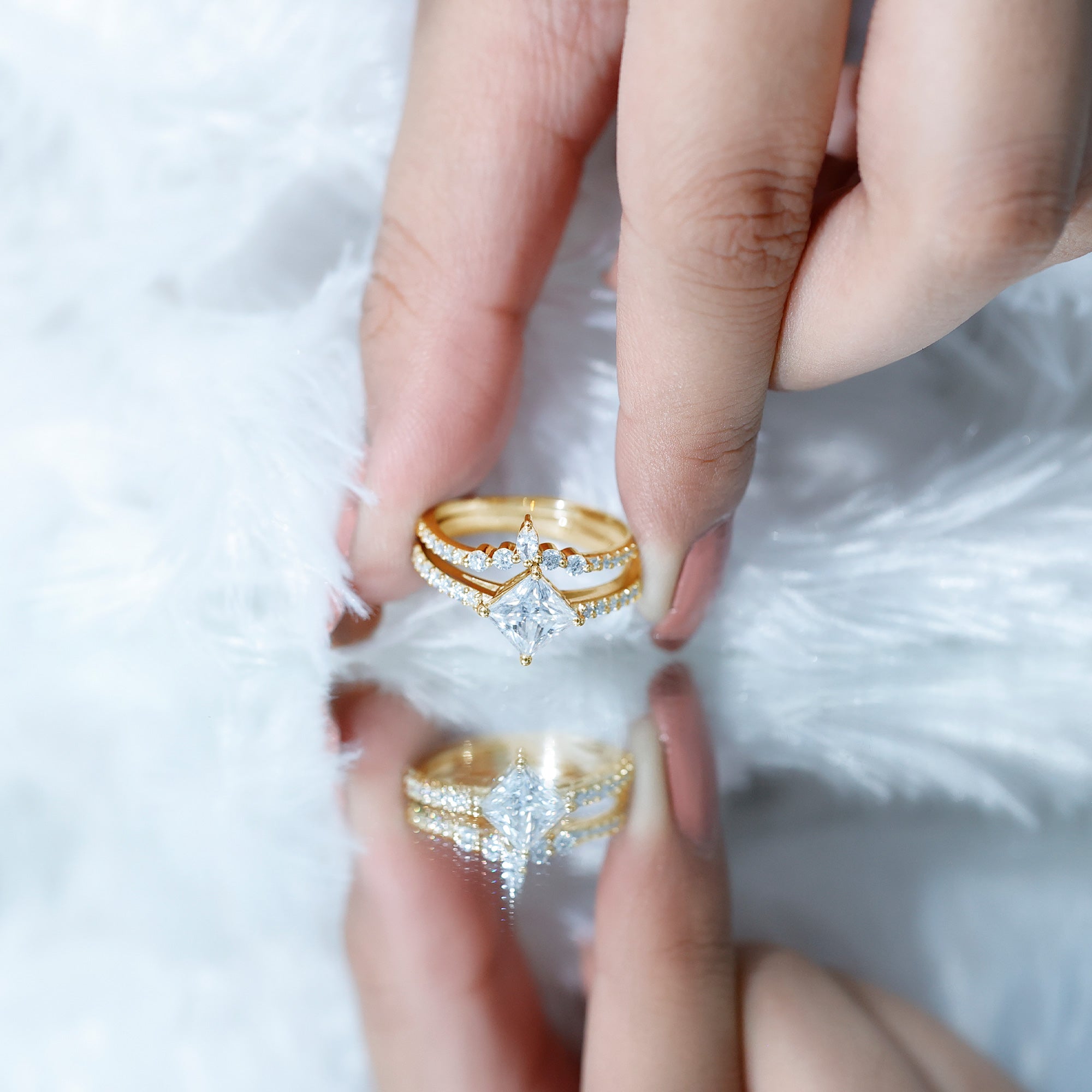 Rosec Jewels-Lab Created Diamond Princess Cut Engagement Ring With Enhancer