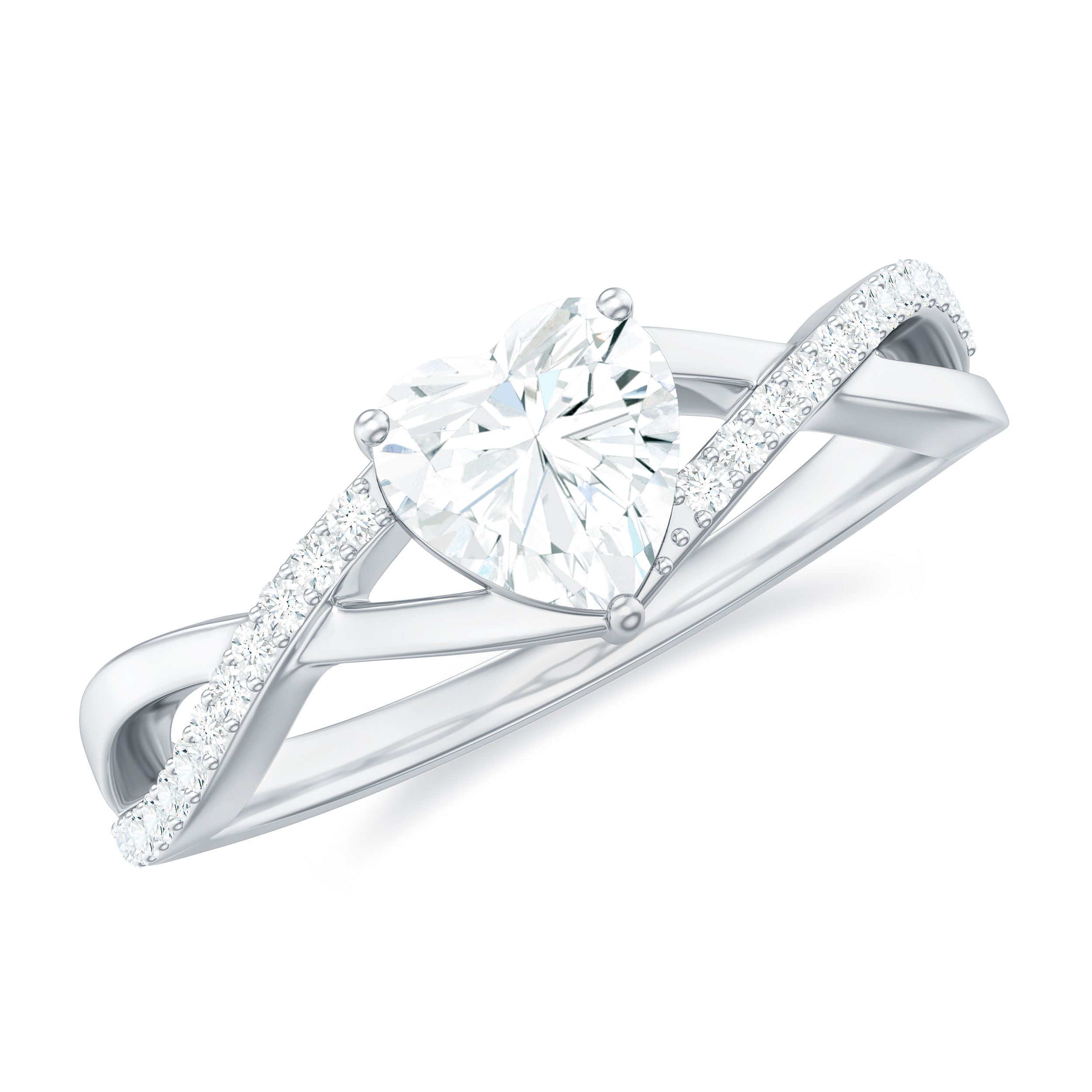 Rosec Jewels-Lab Created Diamond Heart Crossover Engagement Ring