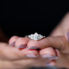 Rosec Jewels-Lab Grown Diamond Teardrop Engagement Ring With Round Shape Trio