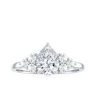 Lab Grown Diamond Teardrop Engagement Ring With Round Shape Trio Lab - ( EF-VS ) - Rosec Jewels