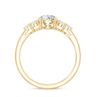 Lab Grown Diamond Teardrop Engagement Ring With Round Shape Trio Lab - ( EF-VS ) - Rosec Jewels