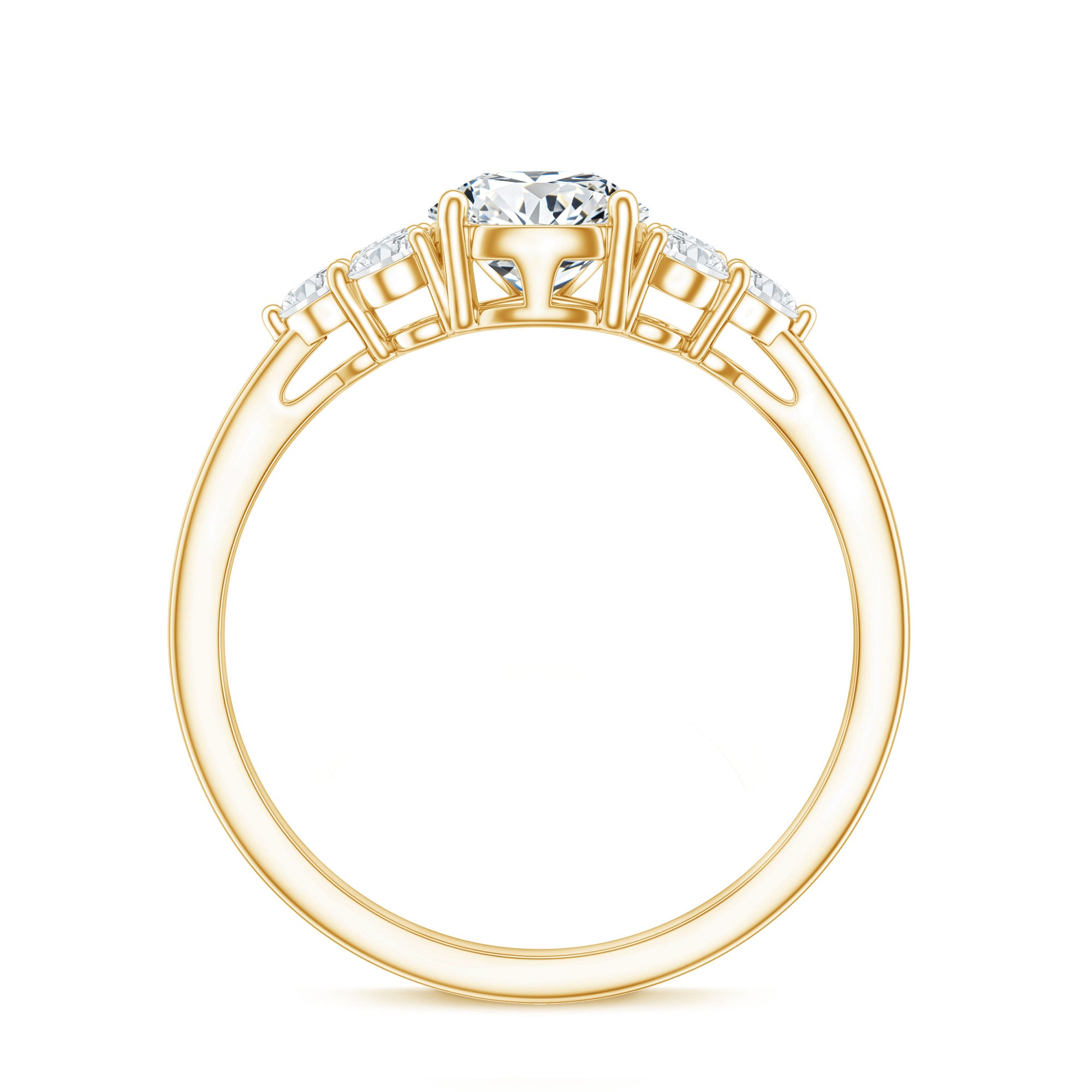Lab Grown Diamond Teardrop Engagement Ring With Round Shape Trio Lab - ( EF-VS ) - Rosec Jewels