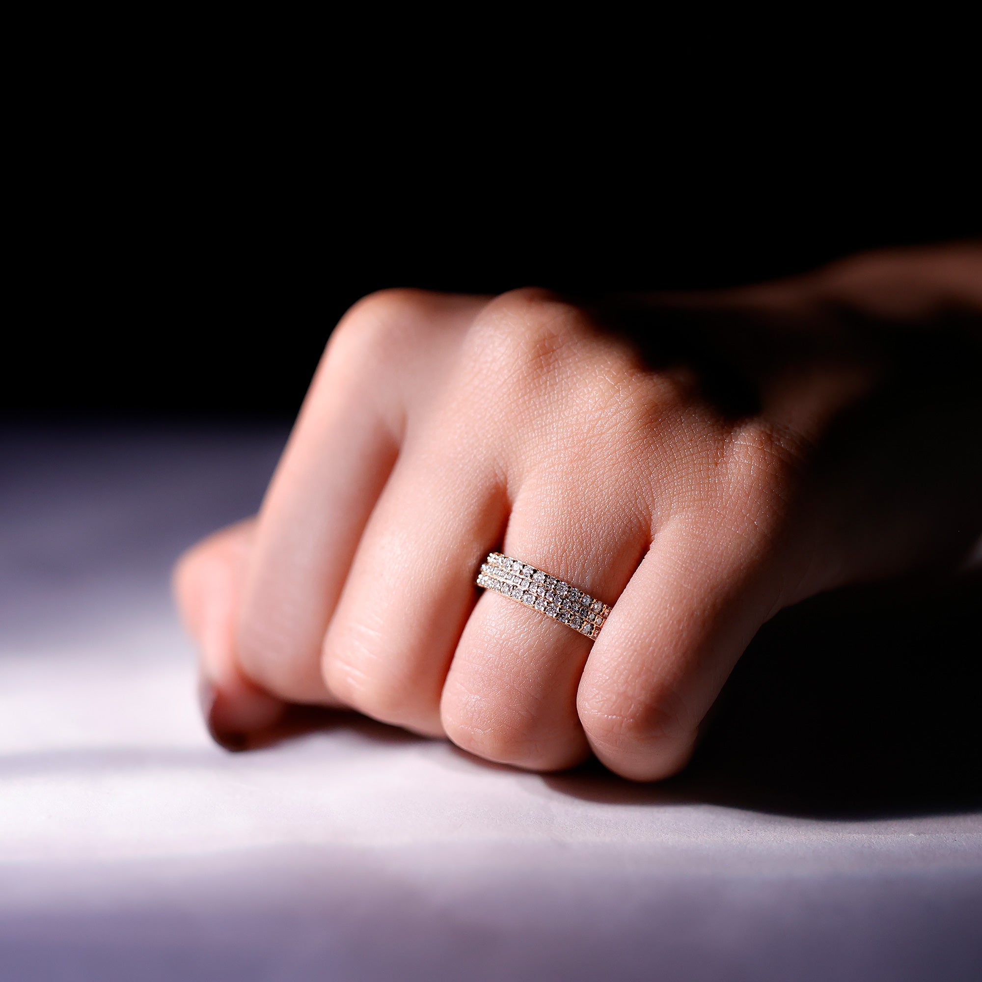 Rosec Jewels-Certified Lab Grown Diamond 3 Row Wedding Band