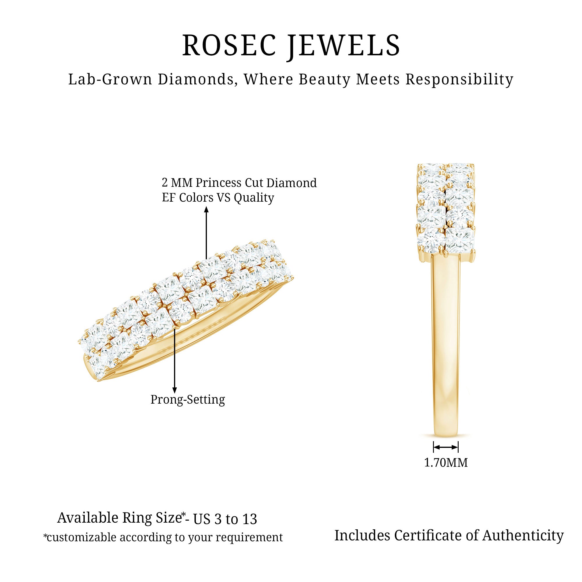 Rosec Jewels-Lab Grown Diamond Wedding Anniversary Ring With Certificate