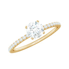 Rosec Jewels-Round Brilliant Cut Lab Grown Diamond Promise Ring with Side Stones