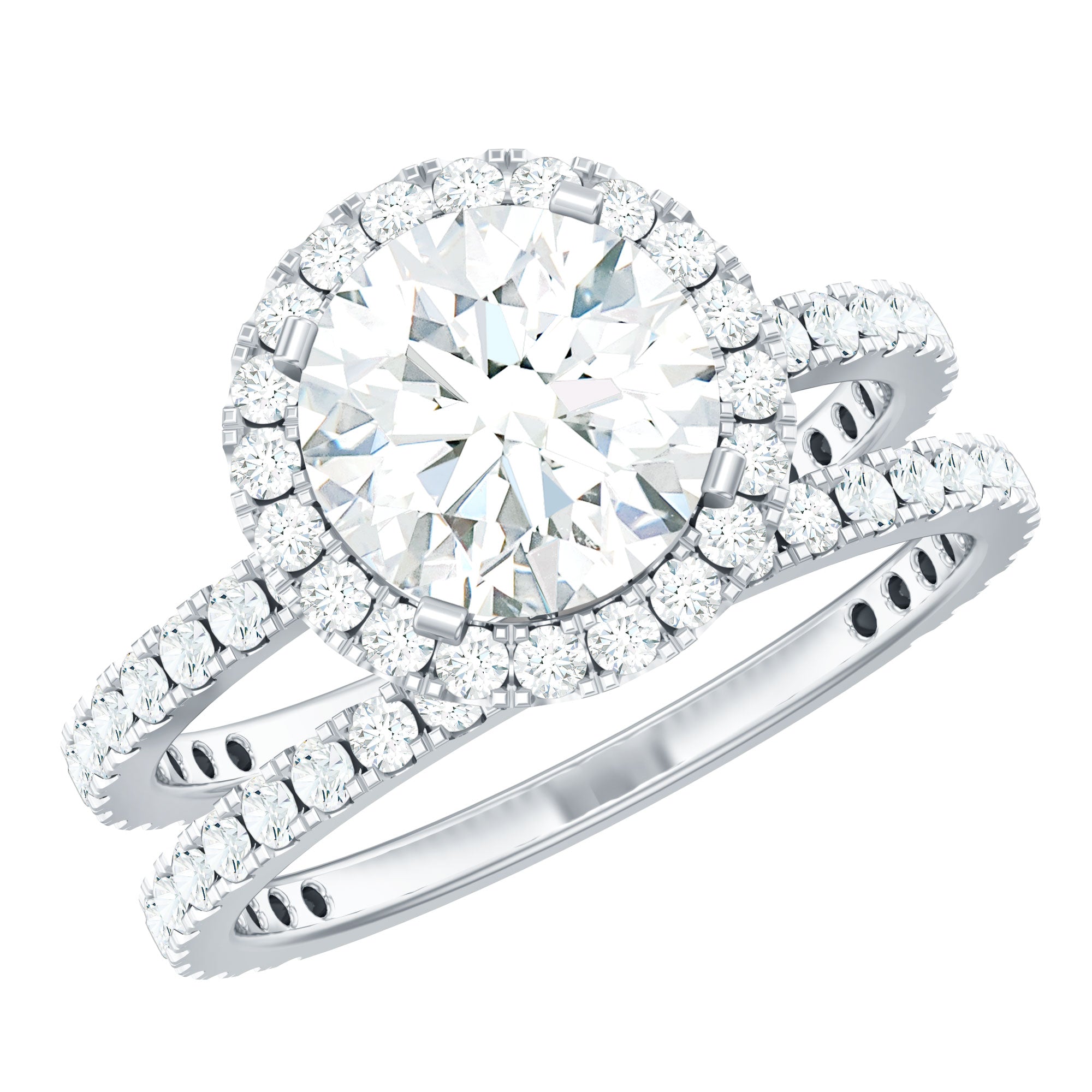 Lab Grown Diamond Halo Bridal Ring Set for Women