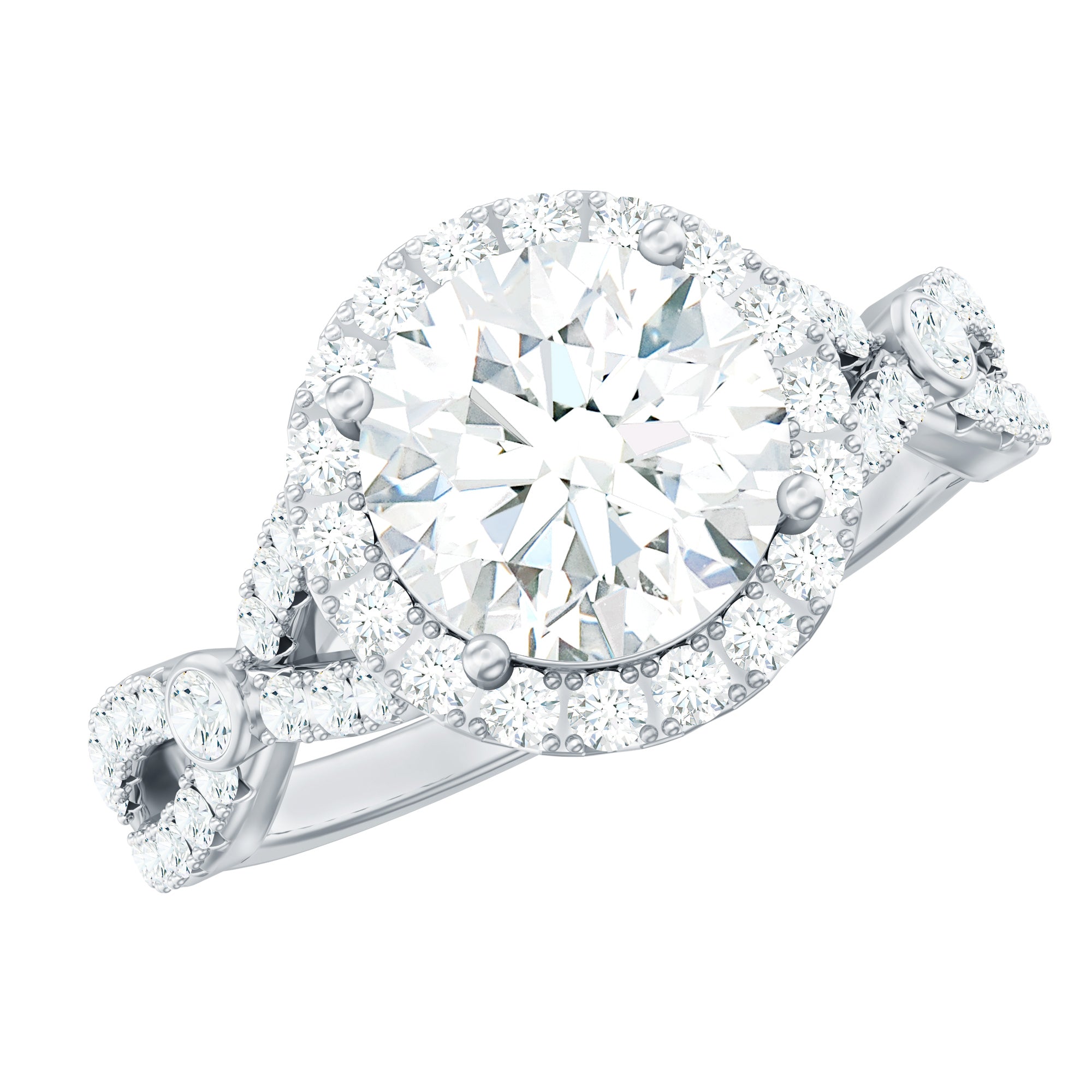 Rosec Jewels-Lab Created Diamond Criss Cross Engagement Ring For Women