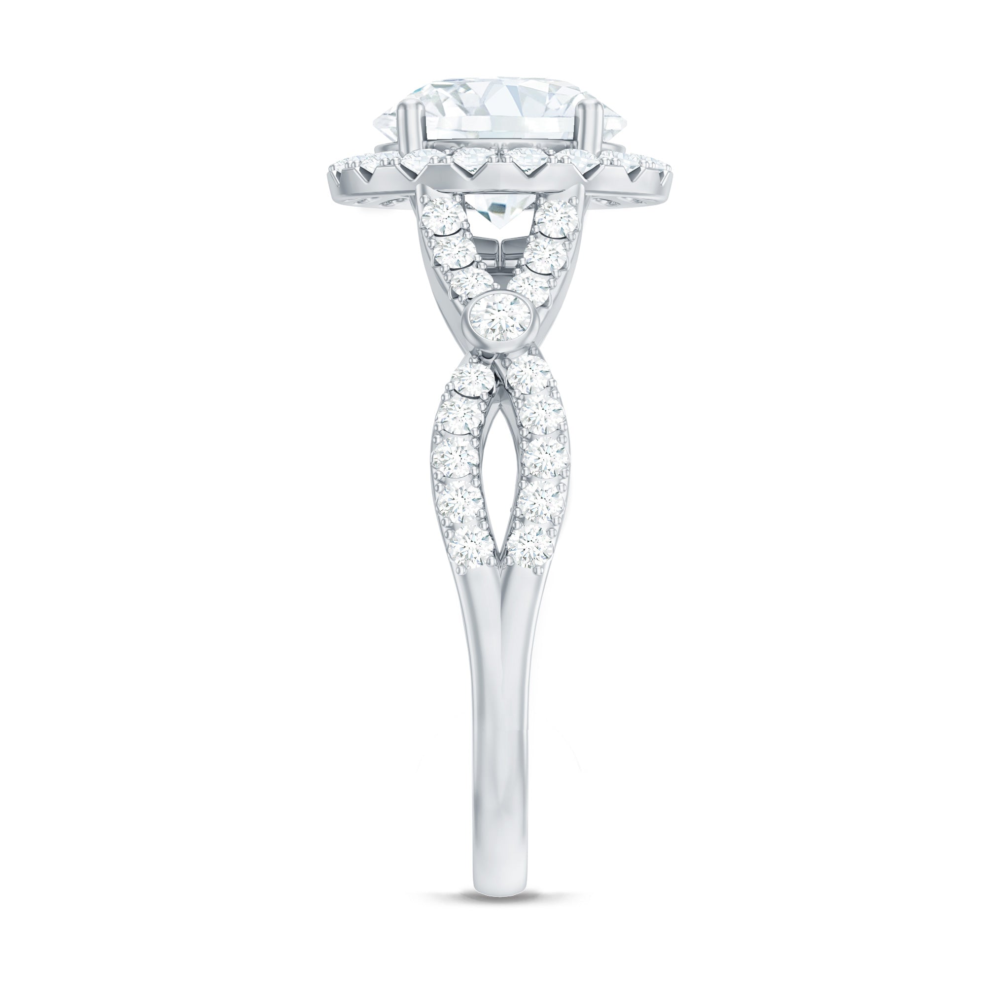 Rosec Jewels-Lab Created Diamond Criss Cross Engagement Ring For Women