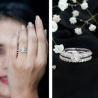 Rosec Jewels-Pear Cut 6X8 MM Lab Grown Diamond Marriage Ring Set for Women