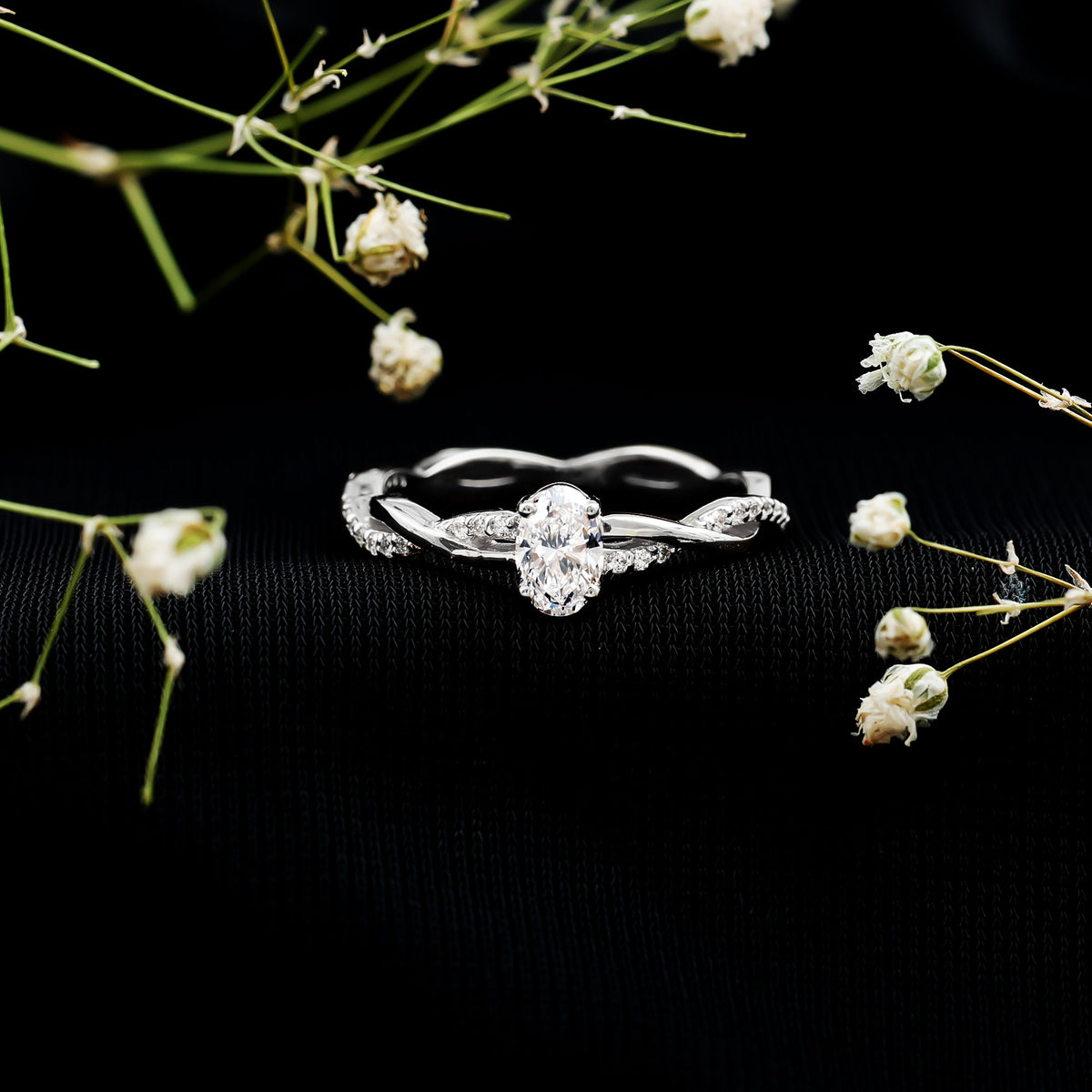 Lab Grown Diamond Promise Ring With Twisted Shank Lab - ( EF-VS ) - Rosec Jewels