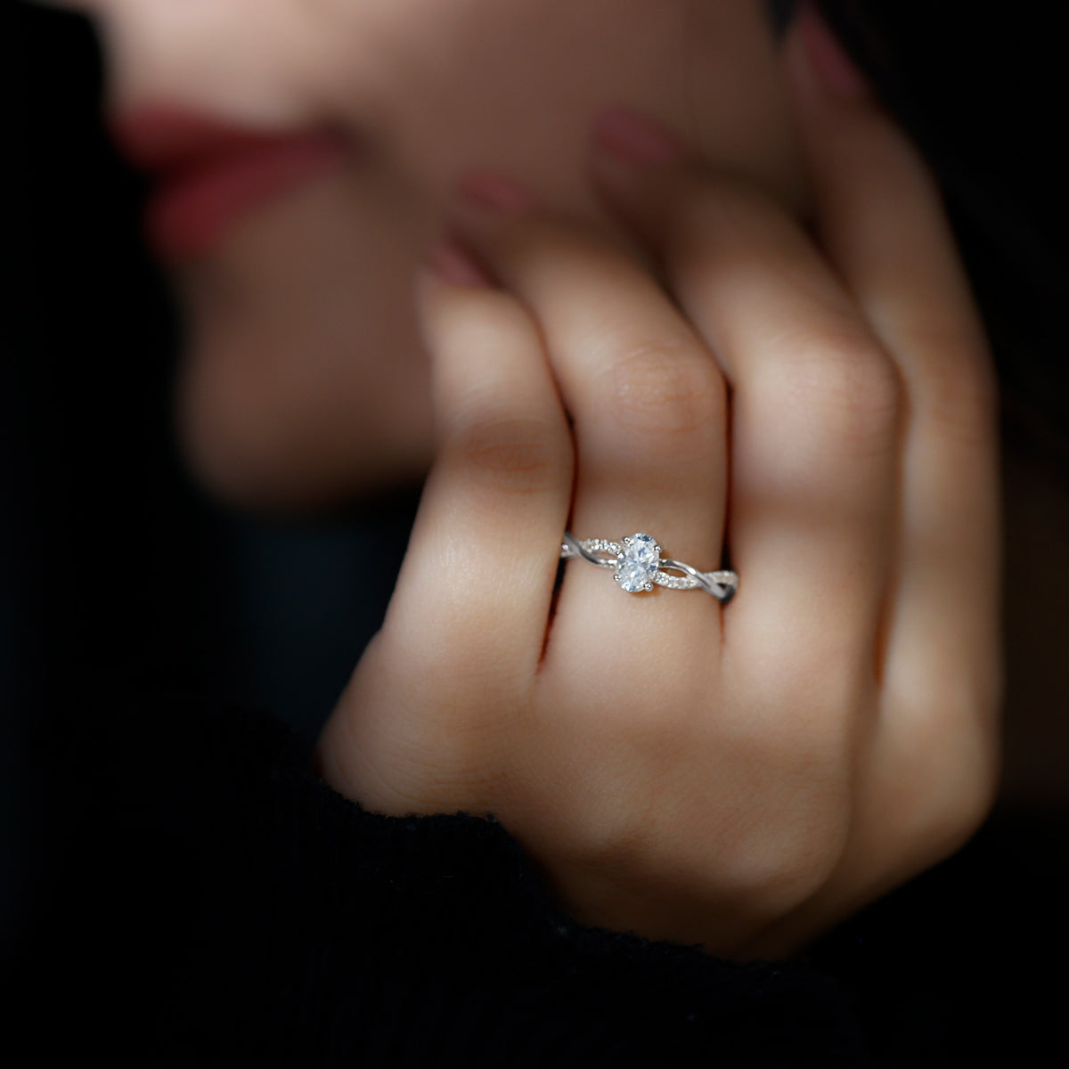 Lab Grown Diamond Promise Ring With Twisted Shank Lab - ( EF-VS ) - Rosec Jewels
