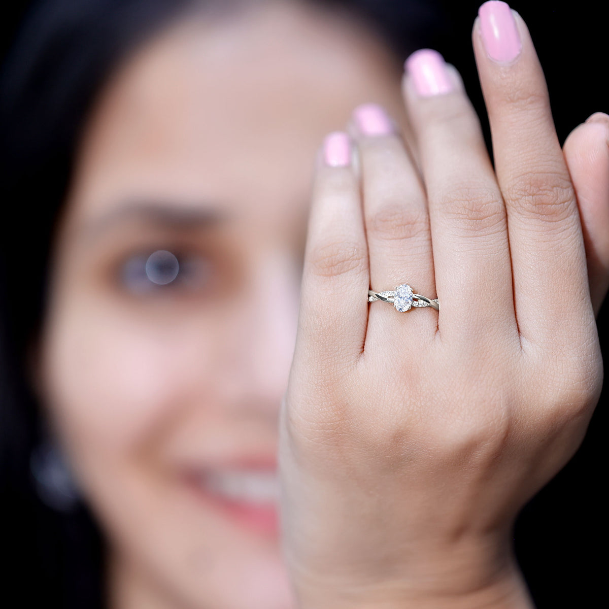 Lab Grown Diamond Promise Ring With Twisted Shank Lab - ( EF-VS ) - Rosec Jewels