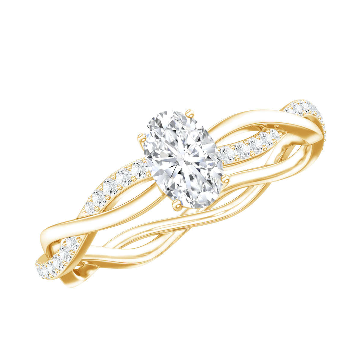 Lab Grown Diamond Promise Ring With Twisted Shank Lab - ( EF-VS ) - Rosec Jewels